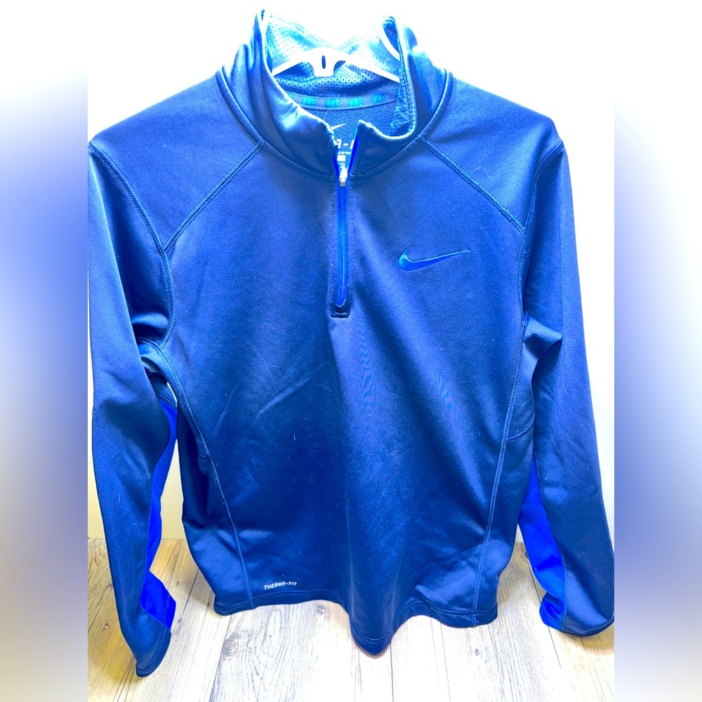 Nike Adult 1/4 Zip Pullover Small Blue Therma Fit Long Sleeve Stretch Athleisure